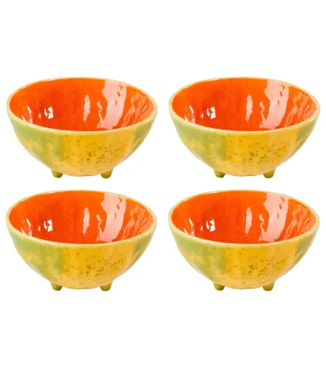 Bordallo Pinheiro Tropical Fruits Papaya set of 4 earthenware bowls