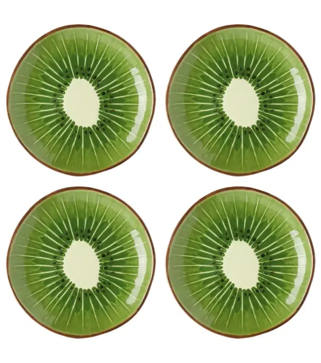 Bordallo Pinheiro Tropical Fruits Kiwi set of 4 earthenware dessert plates