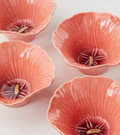 Bordallo Pinheiro Maria Flor Hollyhock set of 4 ceramic bowls | Thumbnail 2