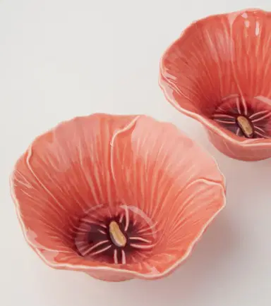 Bordallo Pinheiro Maria Flor Hollyhock set of 4 ceramic bowls | Thumbnail 3
