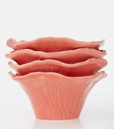Bordallo Pinheiro Maria Flor Hollyhock set of 4 ceramic bowls | Thumbnail 4