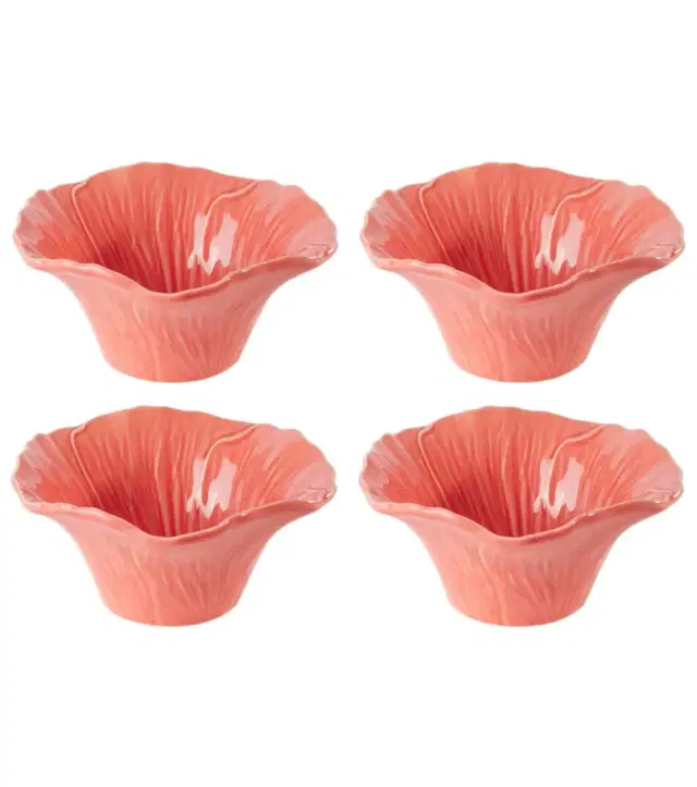 Bordallo Pinheiro Maria Flor Hollyhock set of 4 ceramic bowls
