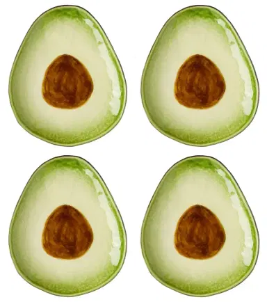 Bordallo Pinheiro Tropical Fruits Avocado set of 4 earthenware dessert plates | Thumbnail 1
