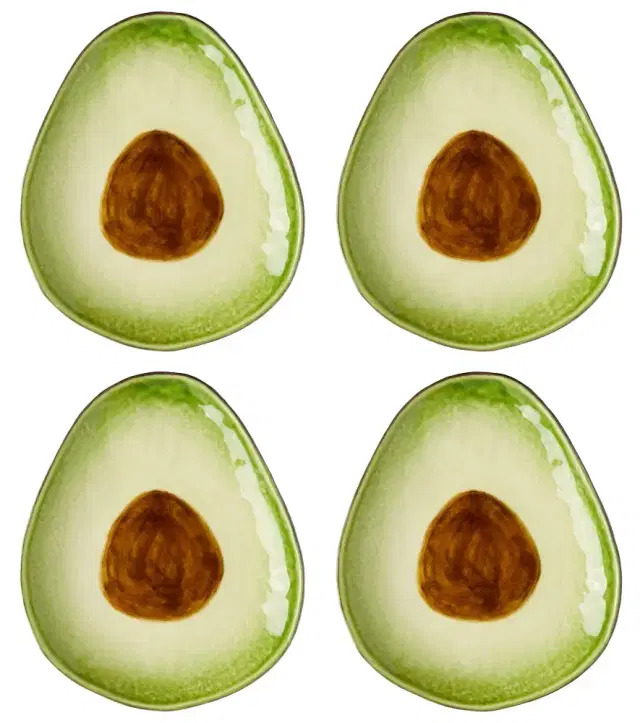 Bordallo Pinheiro Tropical Fruits Avocado set of 4 earthenware dessert plates