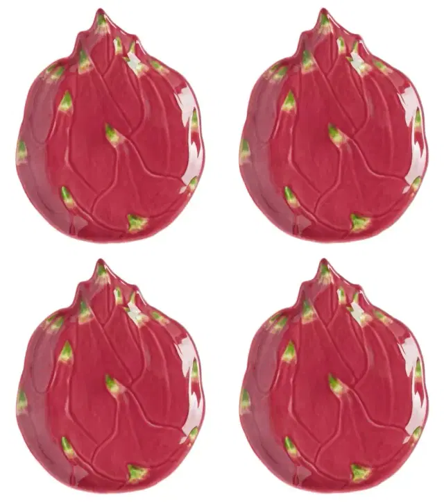 Bordallo Pinheiro Tropical Fruits Pitaya set of 4 earthenware dessert plates