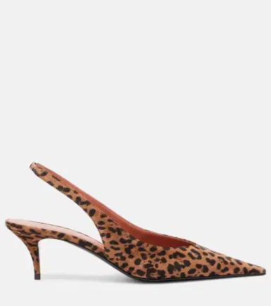 Amina Muaddi Anok 55 leopard-print suede slingback pumps | Thumbnail 4