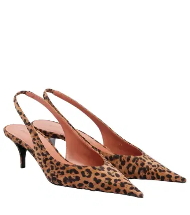 Amina Muaddi Anok 55 leopard-print suede slingback pumps | Thumbnail 1