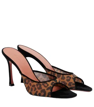 Amina Muaddi Alexa 95 leopard-print mesh mules | Thumbnail 1 Amina Muaddi Alexa 95 leopard-print mesh mules | Thumbnail 1