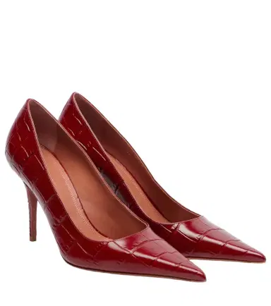 Amina Muaddi Barbara 90 croc-effect leather pumps | Thumbnail 1