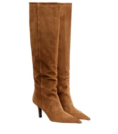 Amina Muaddi Christine 80 suede knee-high boots | Thumbnail 1