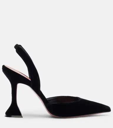 Amina Muaddi Holli 95 velvet slingback pumps | Thumbnail 4