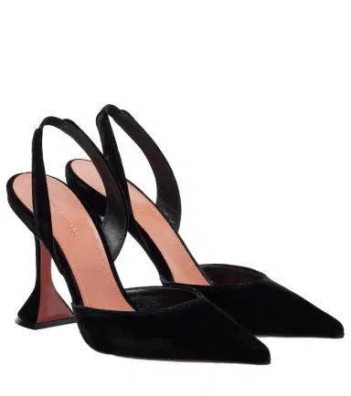 Amina Muaddi Holli 95 velvet slingback pumps | Thumbnail 1