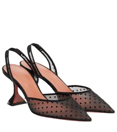 Amina Muaddi Holli 70 point d'esprit slingback pumps | Thumbnail 1 Amina Muaddi Holli 70 point d'esprit slingback pumps | Thumbnail 1