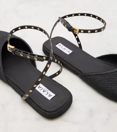 Alaïa Alaïa Leather-trimmed slingback flats | Thumbnail 2