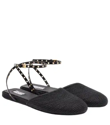 Alaïa Alaïa Leather-trimmed slingback flats | Thumbnail 1