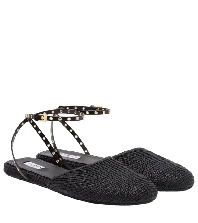 Alaia Alaïa Leather-trimmed slingback flats