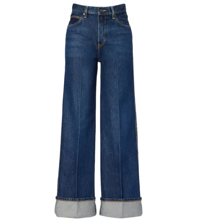 Frame The Cuffed Wide high-rise wide-leg jeans