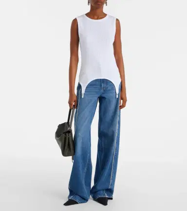 Jean Paul Gaultier Ribbed-knit cotton jersey tank top | Thumbnail 4