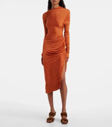 Rick Owens Svita ruched satin jersey midi dress | Thumbnail 2