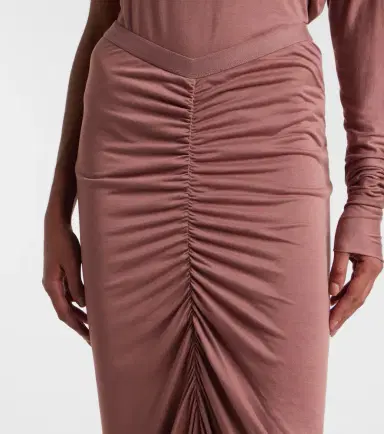 Rick Owens Poppy LS ruched jersey maxi skirt | Thumbnail 4