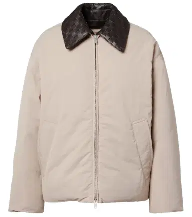 Bottega Veneta Intrecciato leather-trimmed down jacket | Thumbnail 1 Bottega Veneta Intrecciato leather-trimmed down jacket | Thumbnail 1