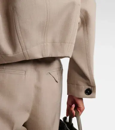 Bottega Veneta Cropped leather-trimmed wool jacket | Thumbnail 3 Bottega Veneta Cropped leather-trimmed wool jacket | Thumbnail 3