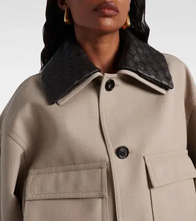 Bottega Veneta Cropped leather-trimmed wool jacket | Thumbnail 5 Bottega Veneta Cropped leather-trimmed wool jacket | Thumbnail 5