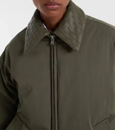 Bottega Veneta Intrecciato leather-trimmed down jacket | Thumbnail 2 Bottega Veneta Intrecciato leather-trimmed down jacket | Thumbnail 2