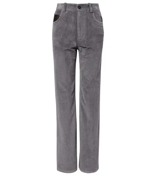 High-rise cotton corduroy straight pants