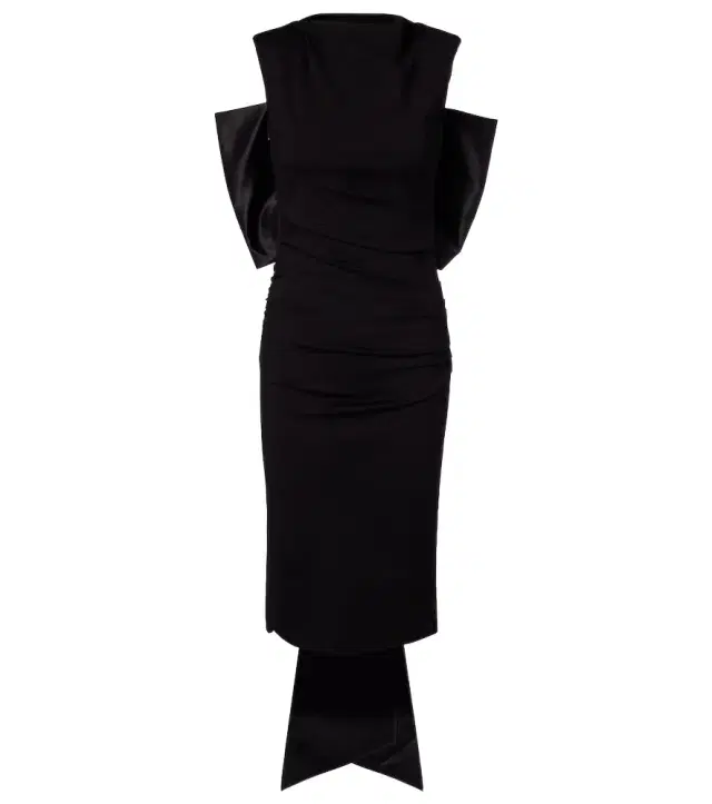 Dorothee Schumacher Bow-detail ruched satin-trimmed midi dress
