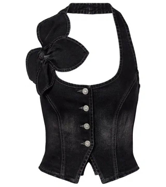 Area Bow-detail denim top