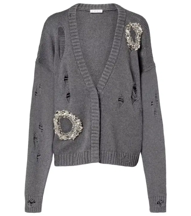 Area Distressed cotton and cashmere cardigan