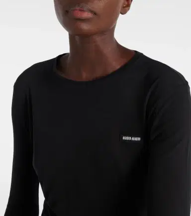 Miu Miu Logo cotton jersey minidress | Thumbnail 4