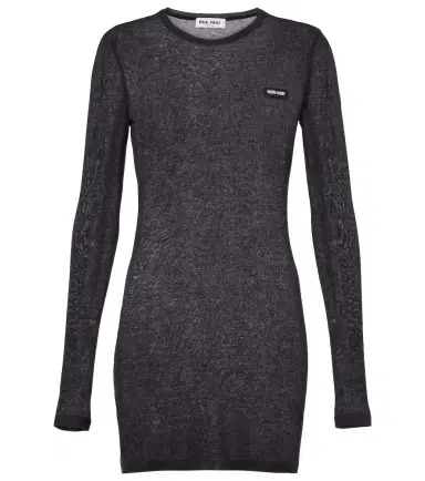 Miu Miu Logo cotton jersey minidress | Thumbnail 1