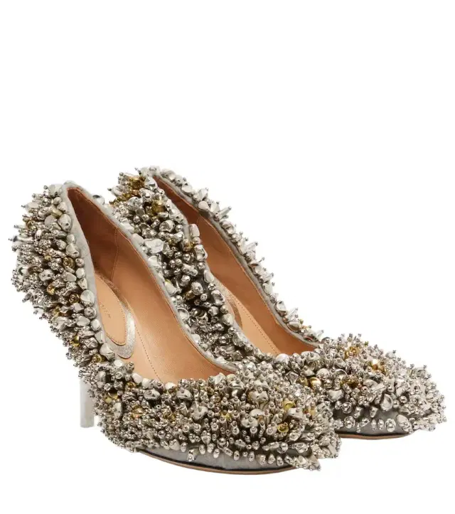 Dries Van Noten Embellished leather-trimmed pumps