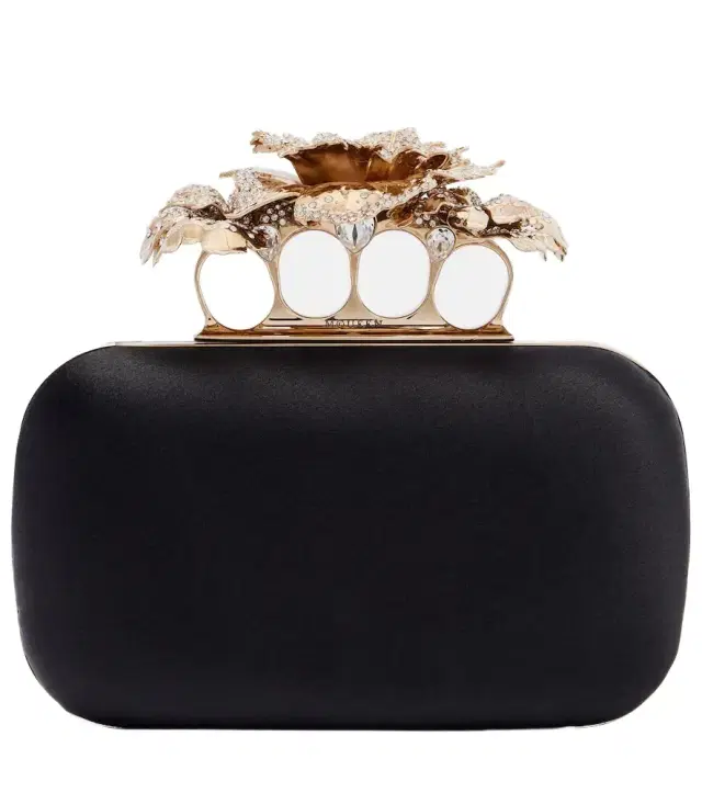 McQueen Carnation Knuckle satin clutch