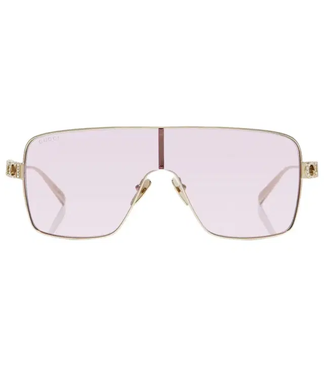 Crystal-embellished shield sunglasses