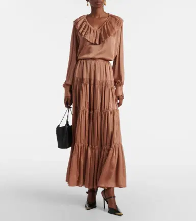 Ulla Johnson Gaelle tiered silk satin maxi skirt | Thumbnail 4 Ulla Johnson Gaelle tiered silk satin maxi skirt | Thumbnail 4