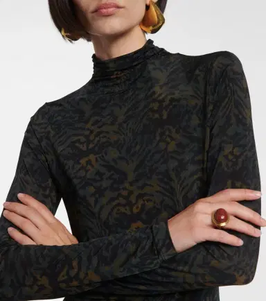 Ulla Johnson Aurelia printed jersey turtleneck top | Thumbnail 3