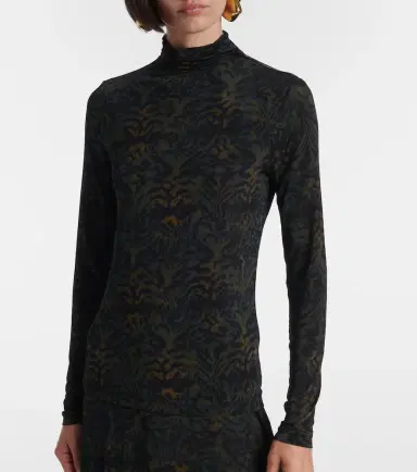 Ulla Johnson Aurelia printed jersey turtleneck top | Thumbnail 4