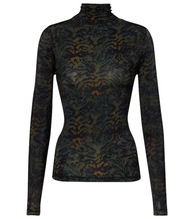 Ulla Johnson Aurelia printed jersey turtleneck top
