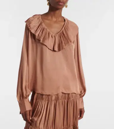 Ulla Johnson Liese pleated silk satin blouse | Thumbnail 3