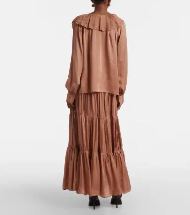 Ulla Johnson Liese pleated silk satin blouse | Thumbnail 4