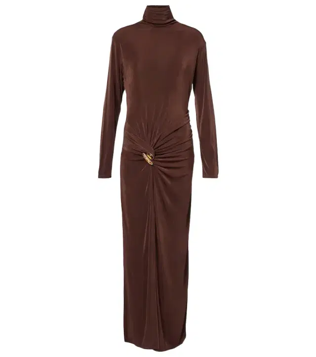 Xu Zhi Gathered turtleneck maxi dress