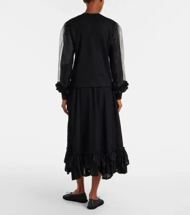 Noir Kei Ninomiya Tulle-trimmed wool sweater | Thumbnail 3