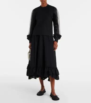 Noir Kei Ninomiya Tulle-trimmed wool sweater | Thumbnail 4