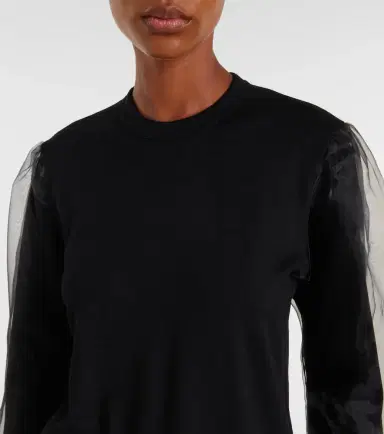 Noir Kei Ninomiya Tulle-trimmed wool sweater | Thumbnail 6