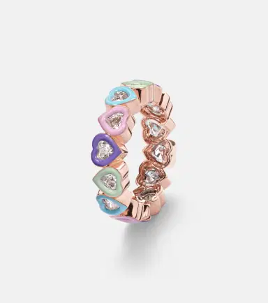 Kamyen 18kt rose gold ring with diamonds and enamel | Thumbnail 4