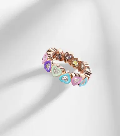 Kamyen 18kt rose gold ring with diamonds and enamel | Thumbnail 5
