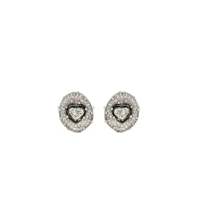 Kamyen 18kt white gold earrings with diamonds and enamel